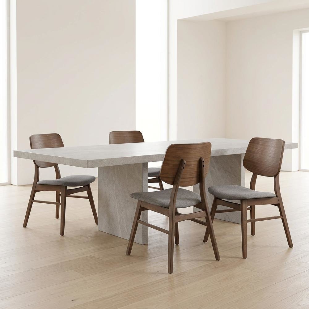 Solid Wood Upholstered Dining Chairs, Dark Gray, Set of 4. Picture 4