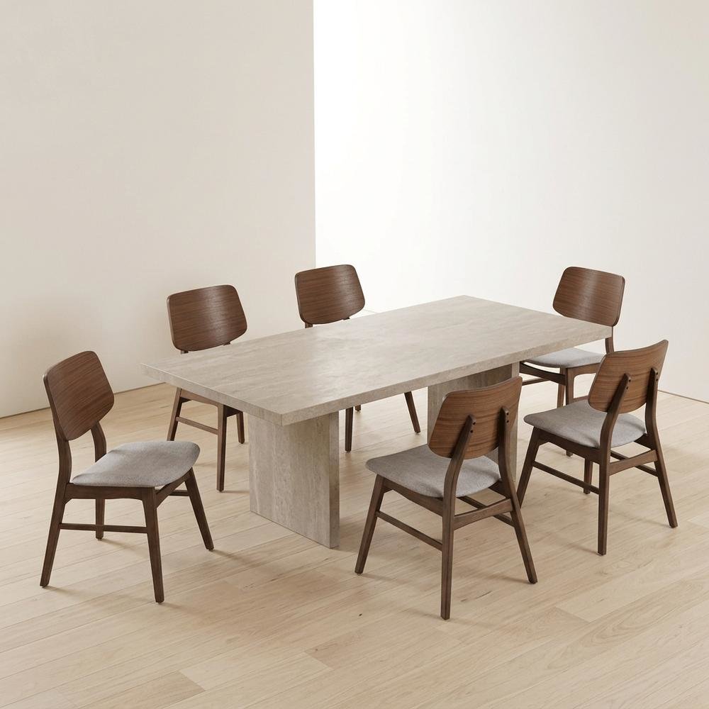 Solid Wood Upholstered Dining Chairs, Dark Gray, Set of 6. Picture 4