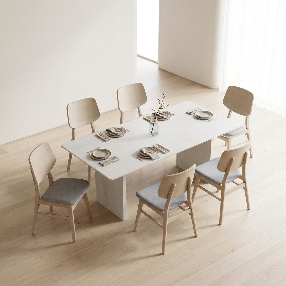 Fabric-Upholstered Wood Dining Chairs for Kitchen and Dining Room, Set of 6. Picture 4