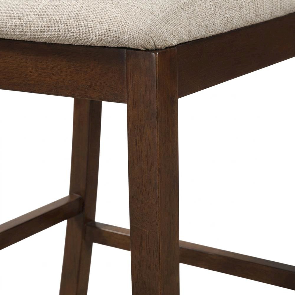 Solid Wood Counter Height Bar Stools with Polyester Upholstered Seats, Set of 4. Picture 6