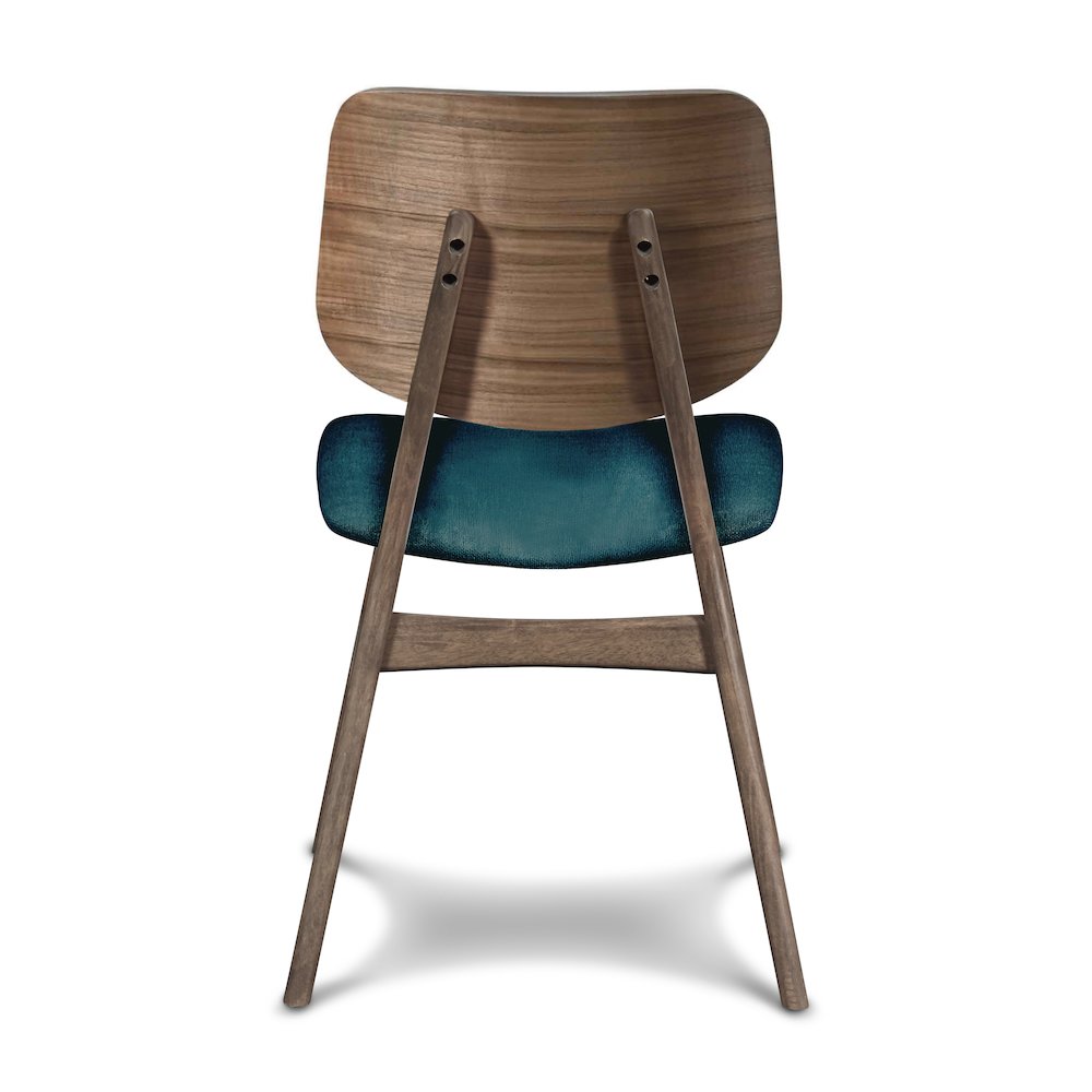 Oscar Wood Dining Chair in Walnut/Teal (Set of 2). Picture 4