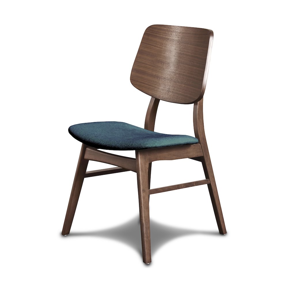 Oscar Wood Dining Chair in Walnut/Teal (Set of 2). Picture 6