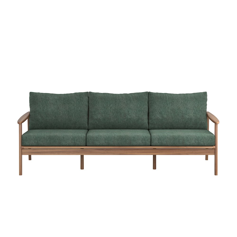 Ashton Wood/Fabric Patio Sofa in Moss Green. Picture 2
