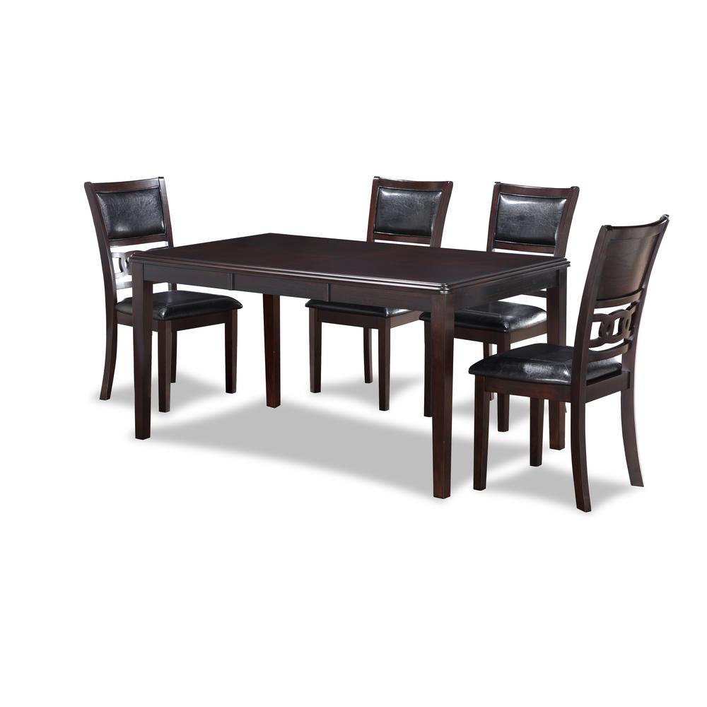 Gia 5-Piece 60" Wood Rectangular Dining Set with 4 Chairs in Ebony. Picture 7