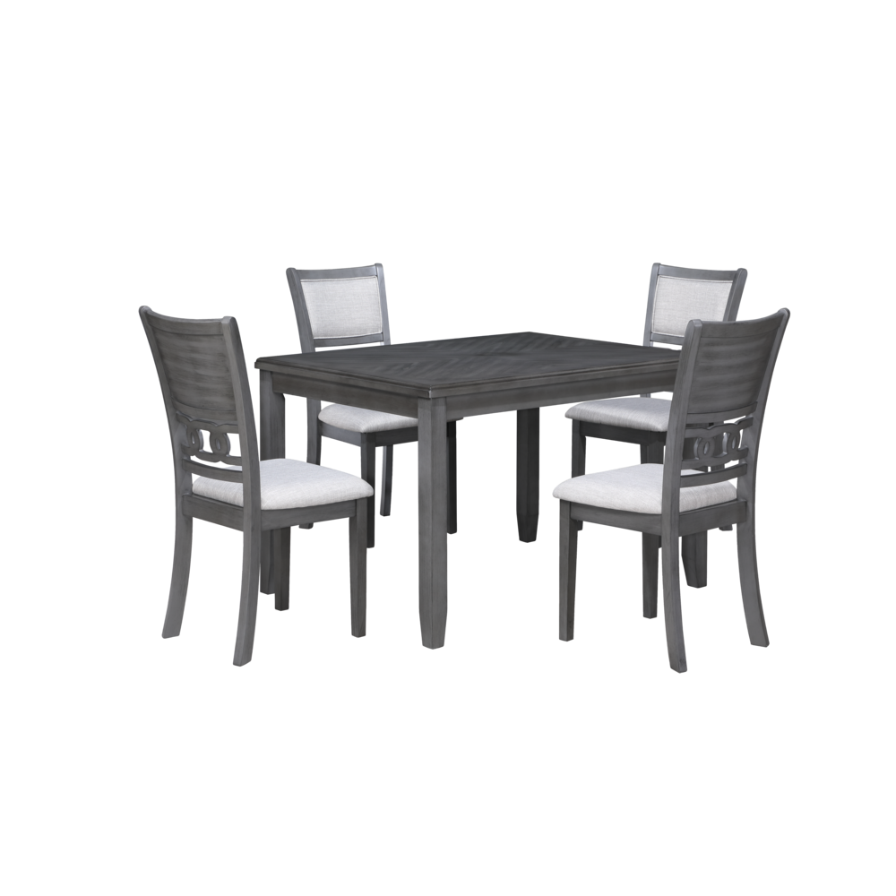 Gia 5-Piece 48" Wood Rectangular Dining Set with 4 Chairs in Gray. Picture 8