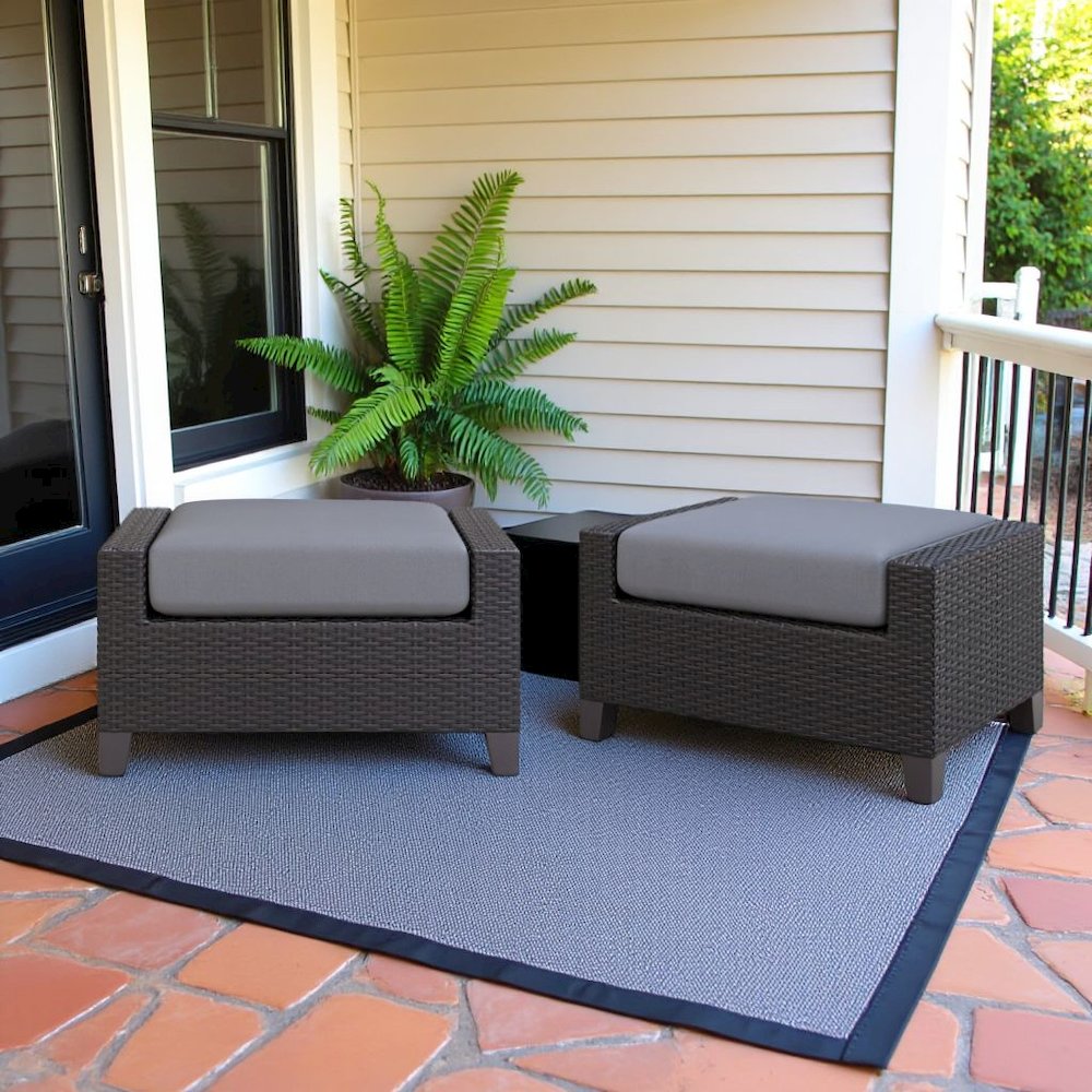 Outdoor Escape Outdoor Ottomans for Patio, Wicker Footstools, Set of 2. Picture 2