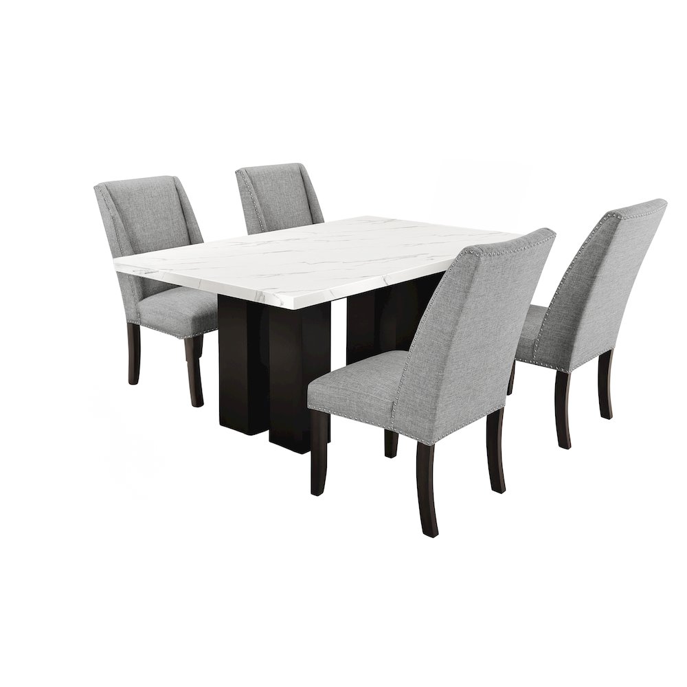 Faust 5-Piece Wood Adjustable Dining Table Set in Gray. Picture 1
