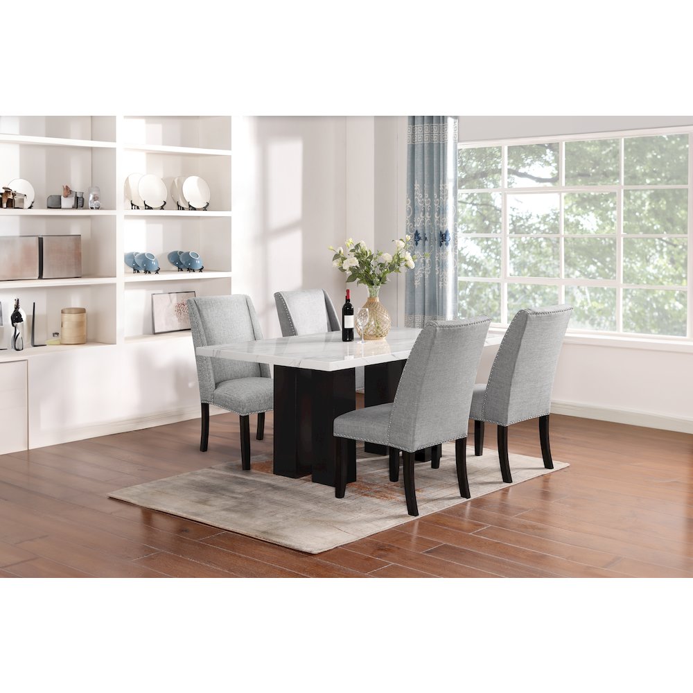 Faust 5-Piece Wood Adjustable Dining Table Set in Gray. Picture 2