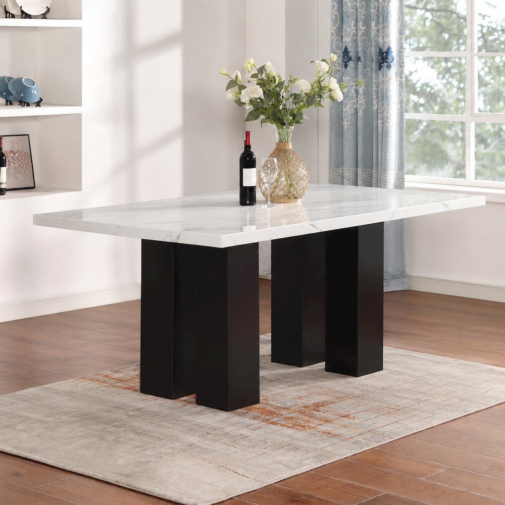 Faust Wood Rectangle Adjustable Table in White/Black. Picture 2