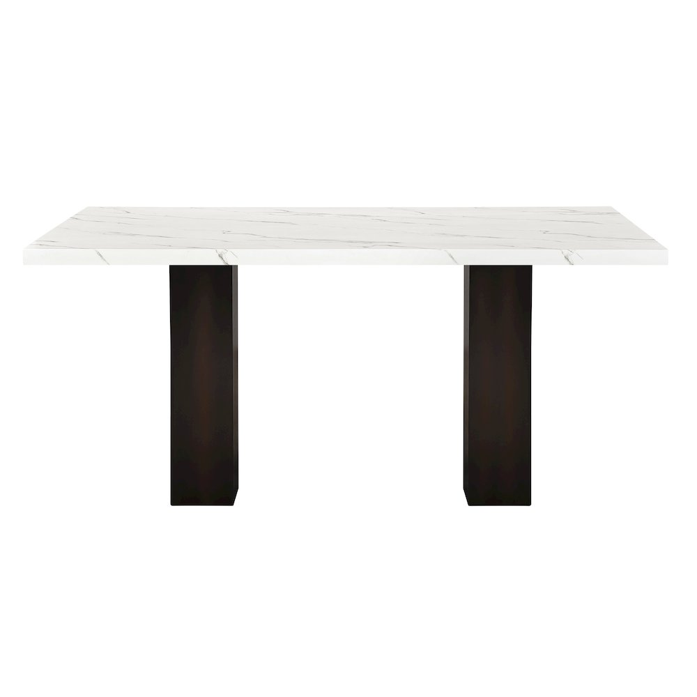 Faust Wood Rectangle Adjustable Table in White/Black. Picture 1