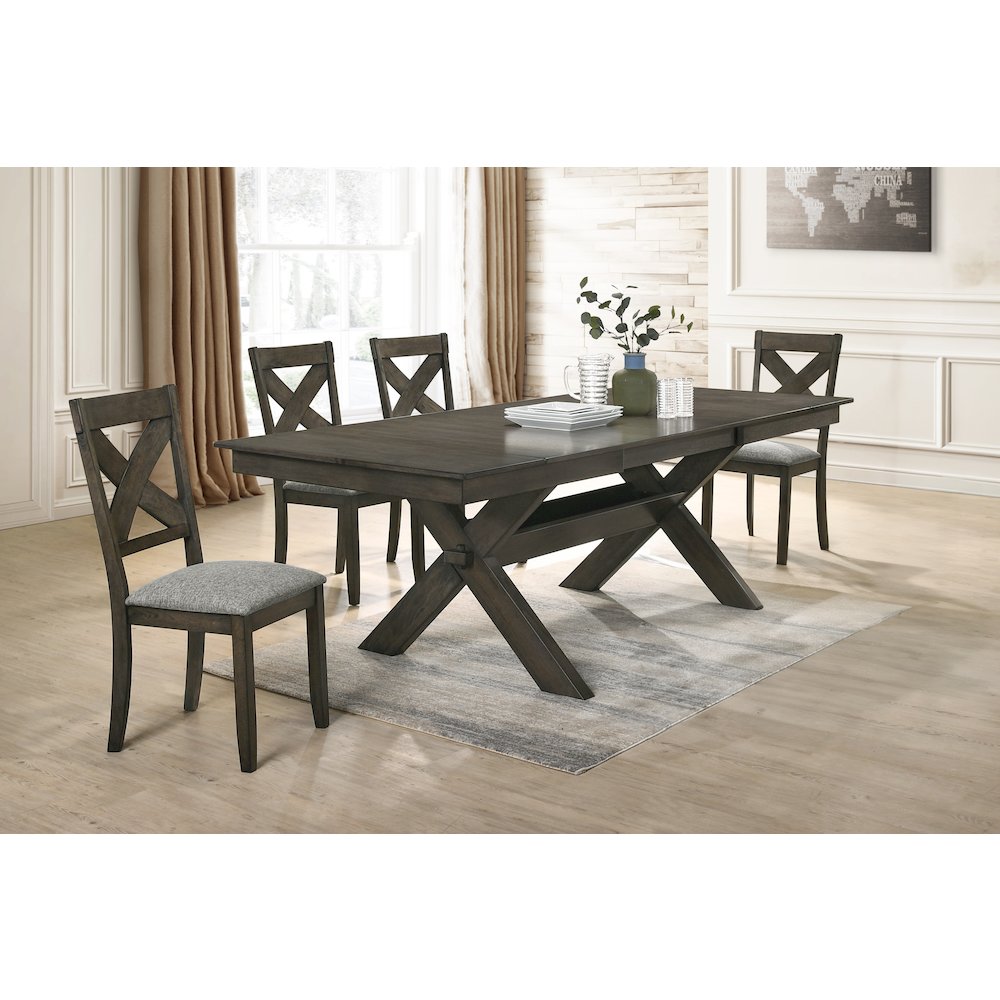Gulliver 5-Piece Wood Dining Table Set in Brown. Picture 2