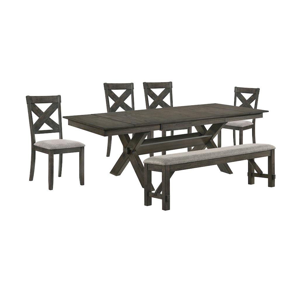 Gulliver 6-Piece Wood Dining Table Set in Brown. Picture 1