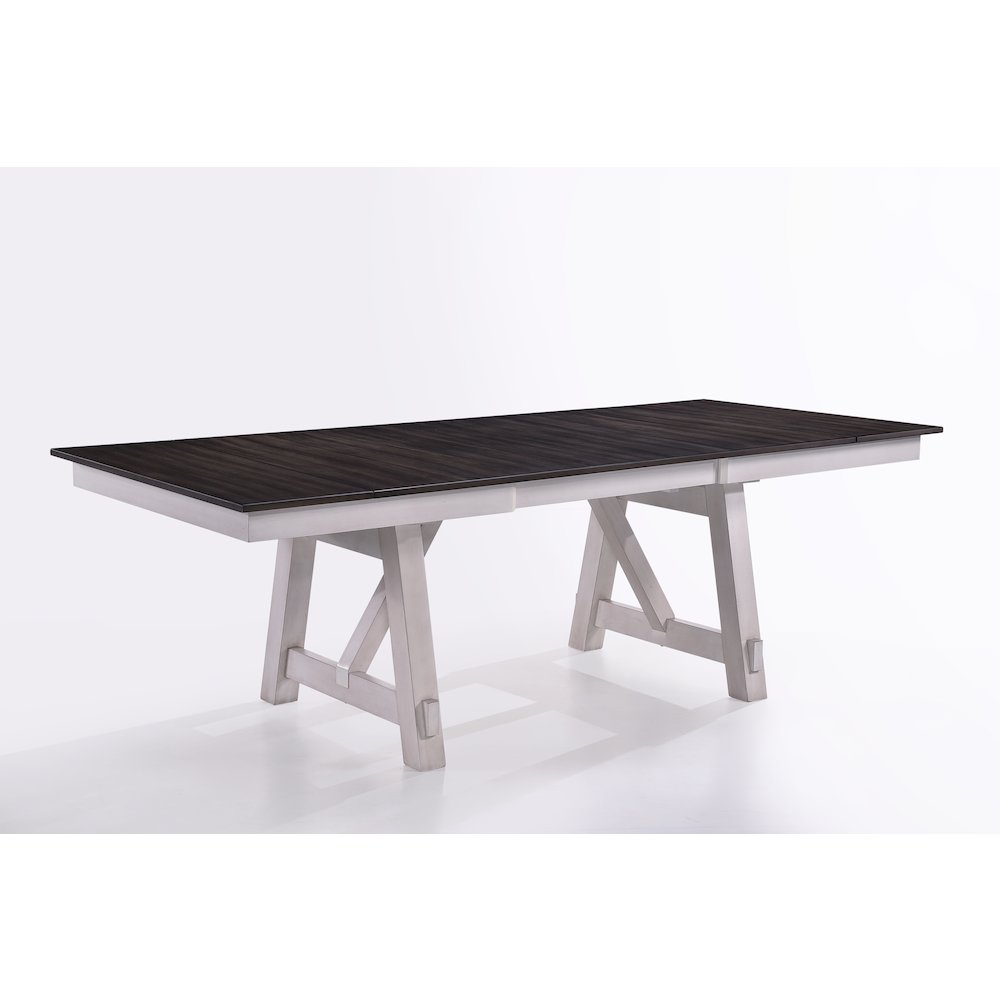 Maisie Wood Rectangle Dining Table in White/Brown. Picture 3