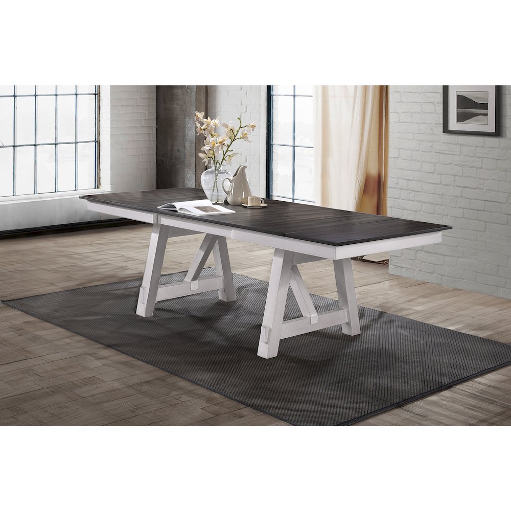 Maisie Wood Rectangle Dining Table in White/Brown. Picture 2