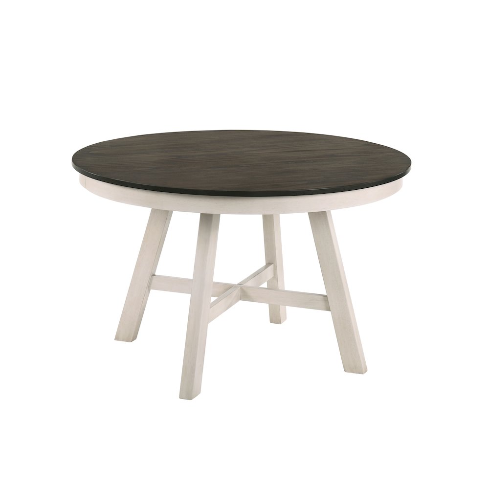 Maisie 5-Piece Round Wood Dining Table Set in White/Brown. Picture 4