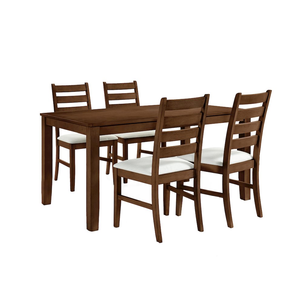 Pascal 5-Piece Rectangle Wood Dining Set in Walnut. Picture 1