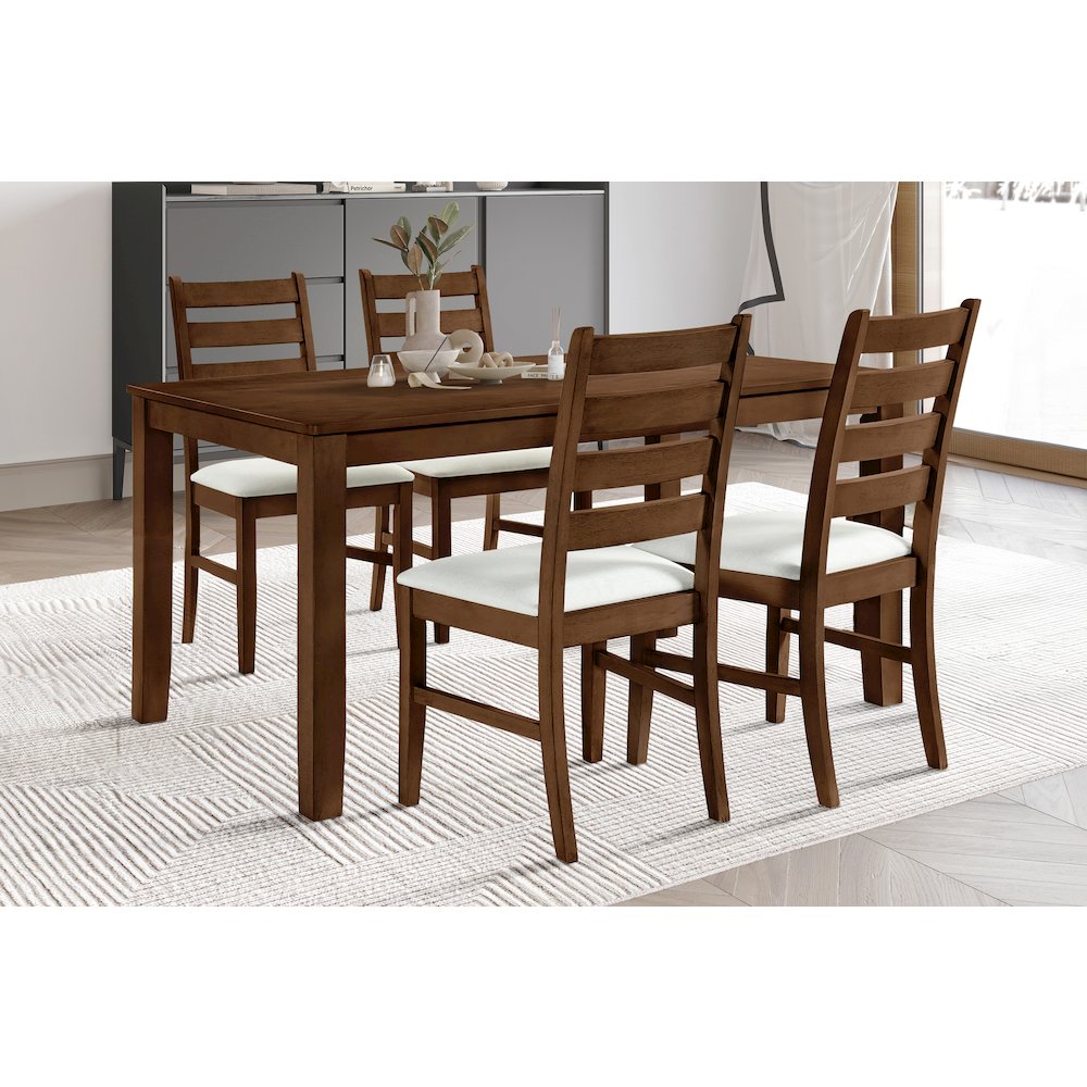 Pascal 5-Piece Rectangle Wood Dining Set in Walnut. Picture 2