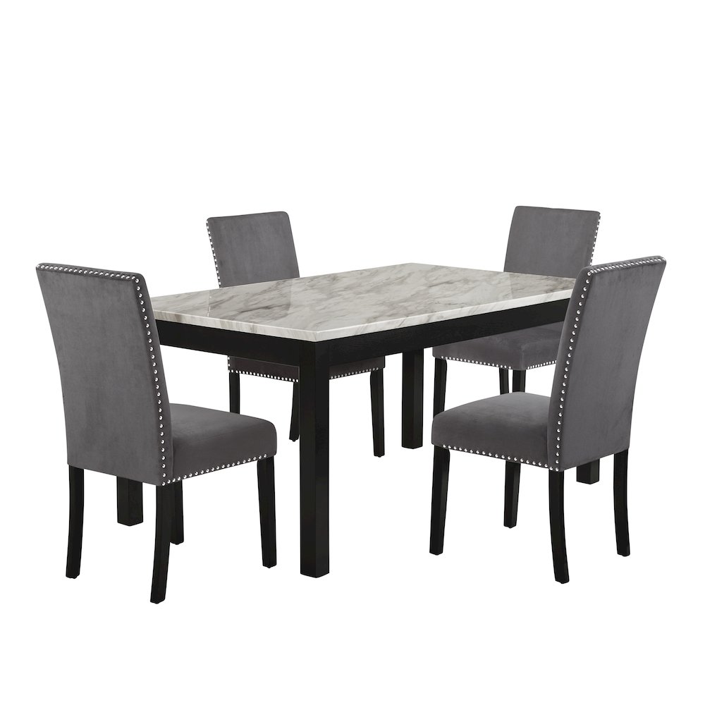 Celeste 5-Piece Wood Dining Table Set in Gray. Picture 3