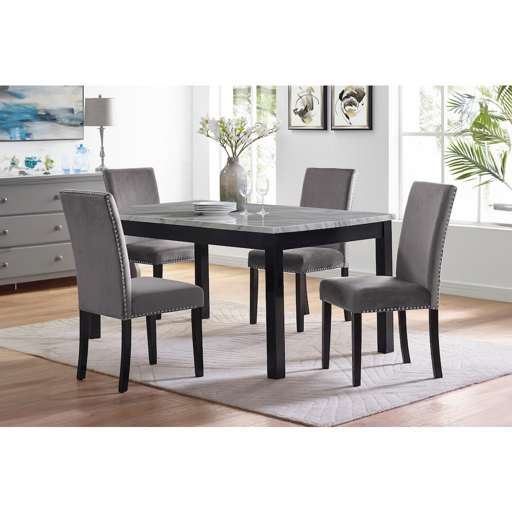 Celeste 5-Piece Wood Dining Table Set in Gray. Picture 2