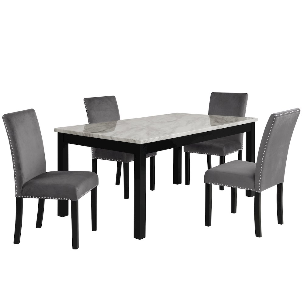 Celeste 5-Piece Wood Dining Table Set in Gray. Picture 1