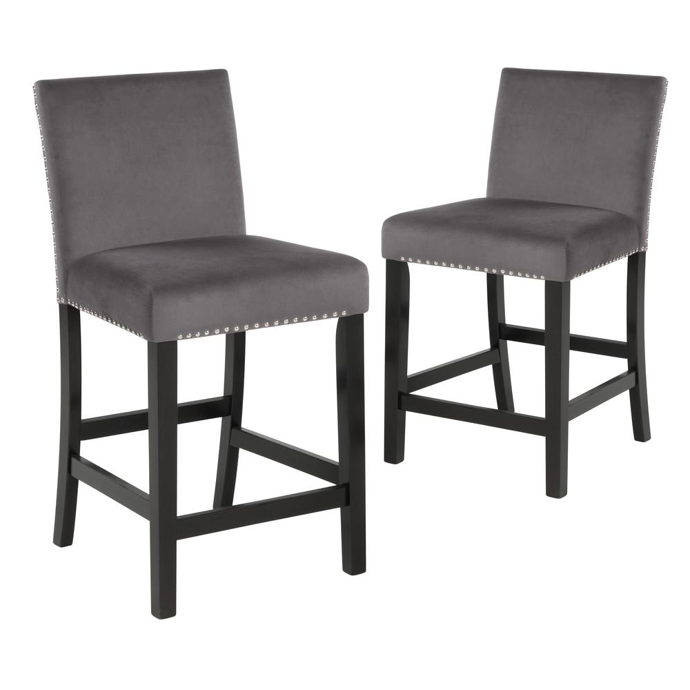 Furniture Celeste 39.5" Wood Counter Chair in Gray (Set of 2). Picture 1