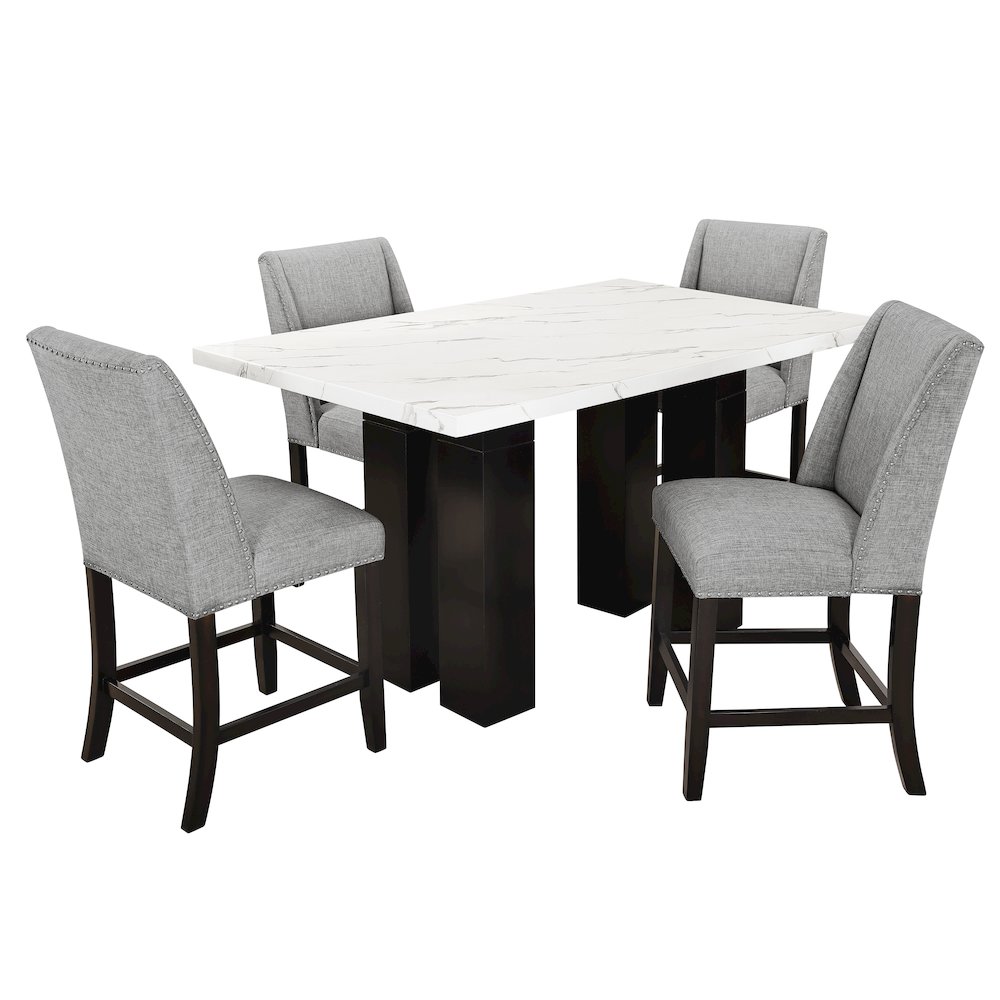 Faust 5-Piece Wood Adjustable Counter Table Set in Gray. Picture 3