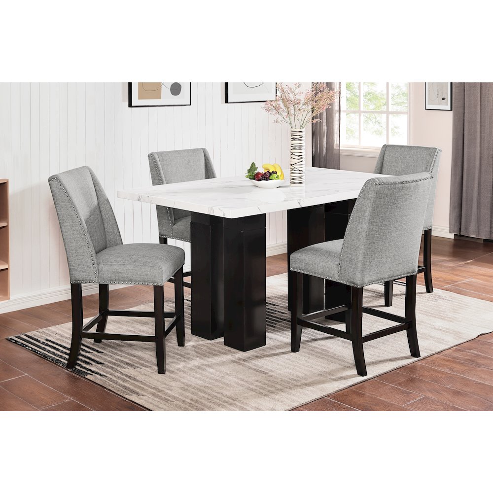 Faust 5-Piece Wood Adjustable Counter Table Set in Gray. Picture 2