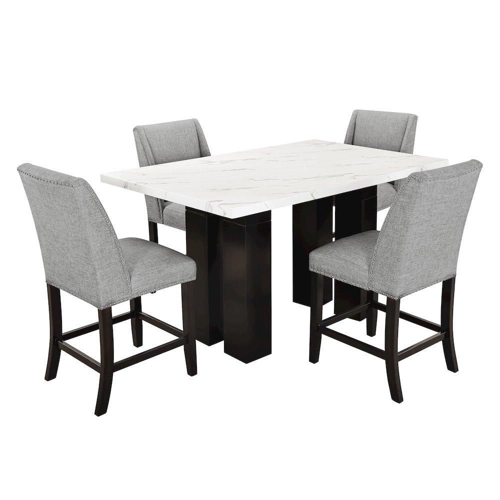 Faust 5-Piece Wood Adjustable Counter Table Set in Gray. Picture 1