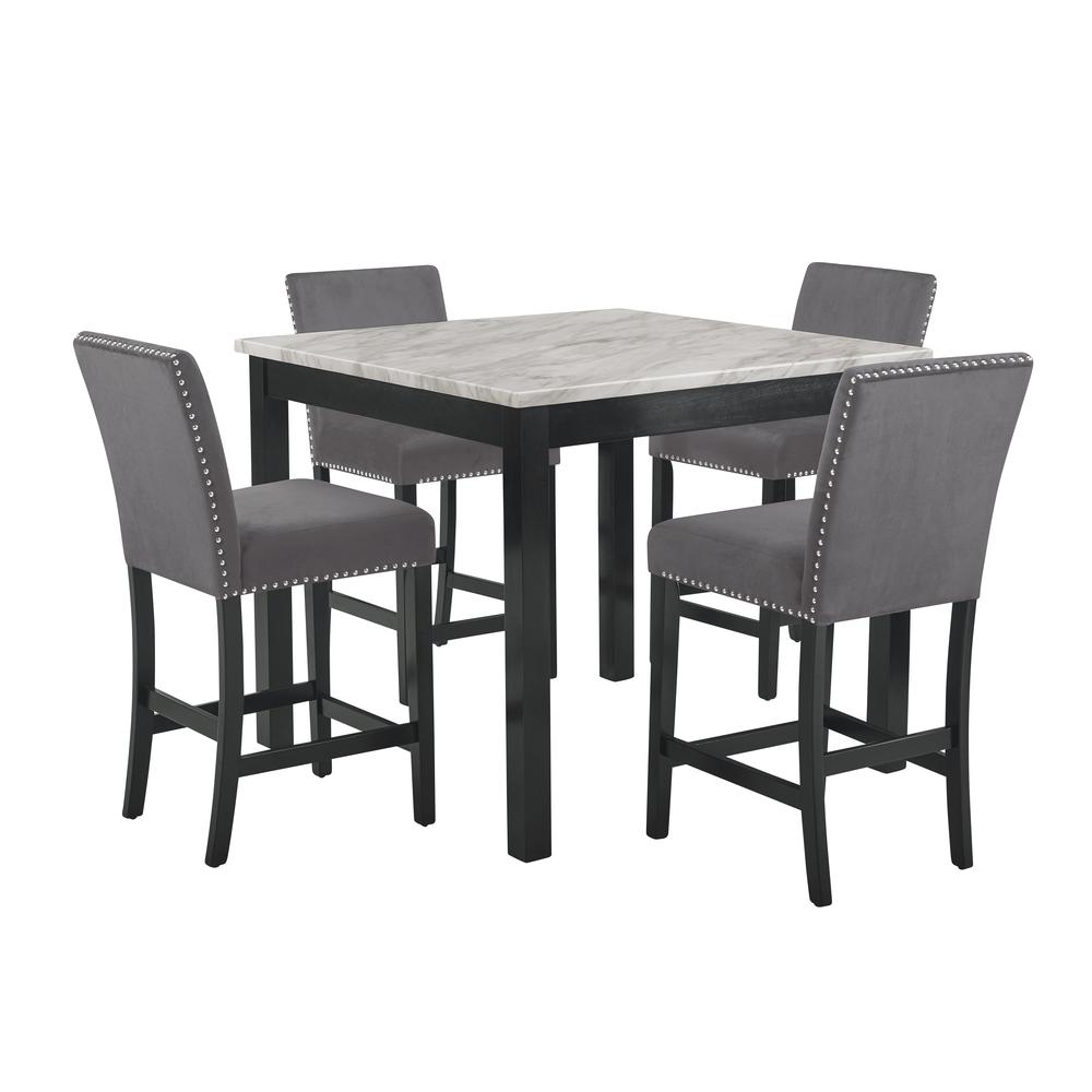 Furniture Celeste 5-Piece Faux Marble & Wood Counter Set in Gray. Picture 4