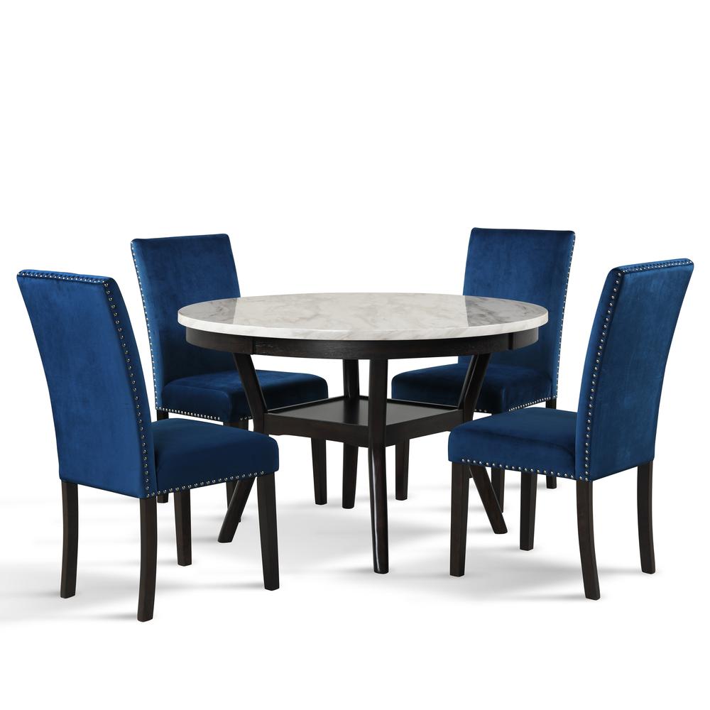 Furniture Celeste Faux Marble & Wood Dining Table in Espresso. Picture 7