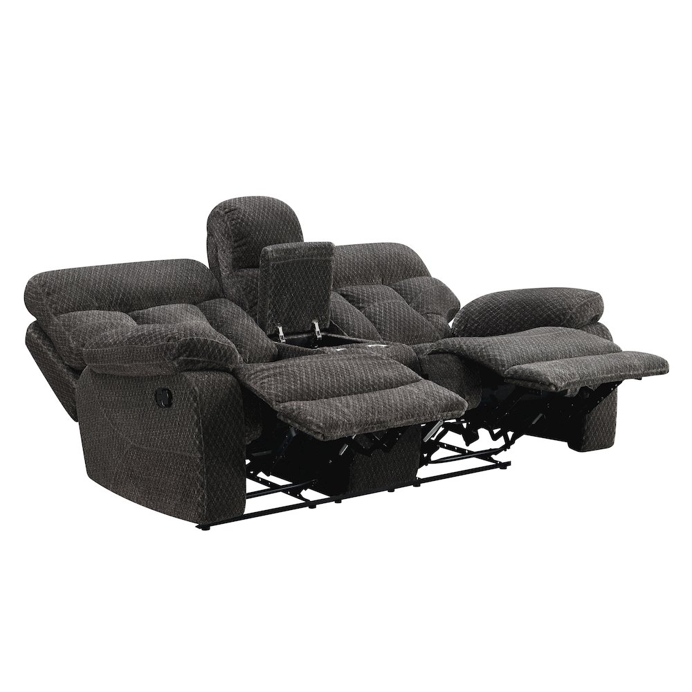 Bravo Console Loveseat W/ Dual Recliners-Charcoal. Picture 3