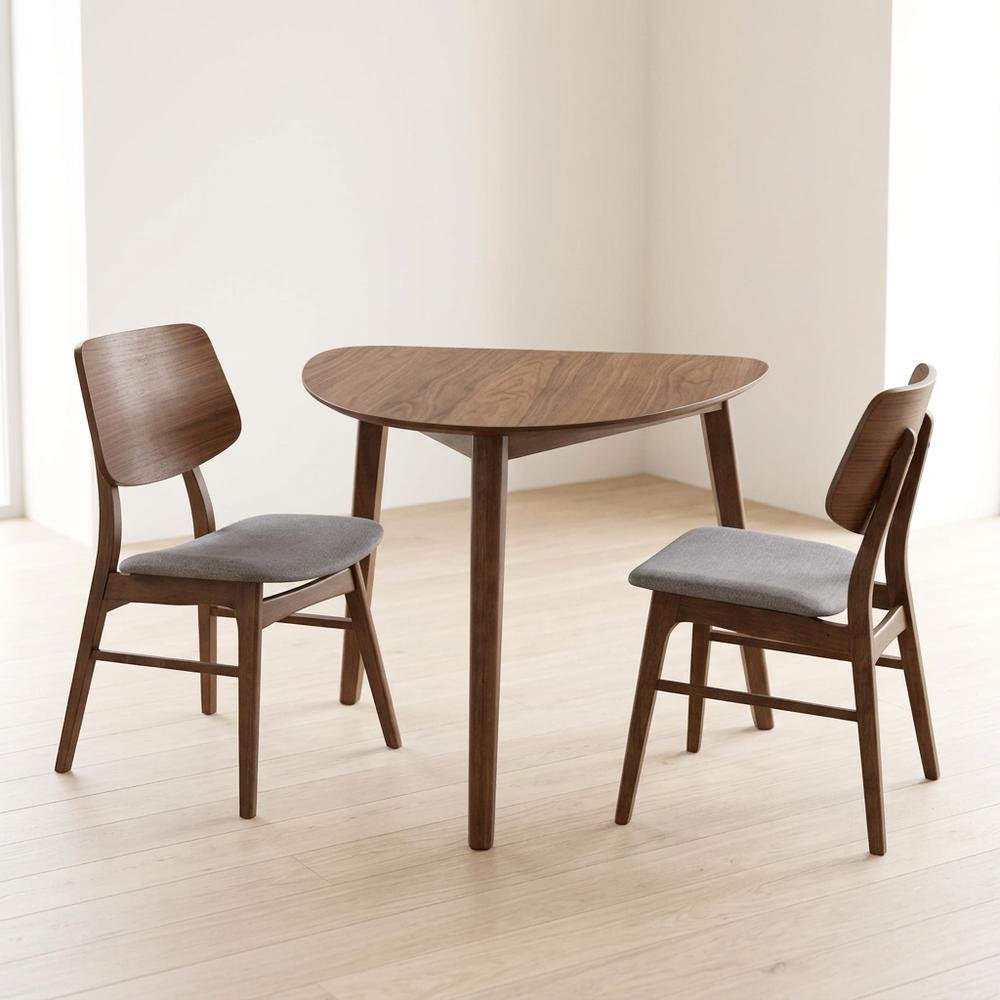 Dark Gray & Walnut 3-Piece Corner Table Set with Modern Design. Picture 5