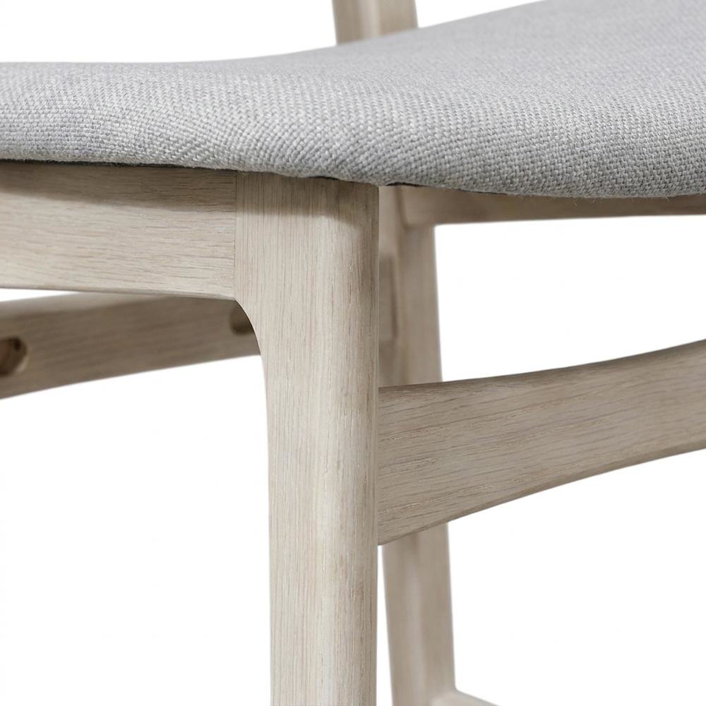 Wood Upholstered Counter Bar Stools for Kitchen Island, White Ash, Set of 2. Picture 6