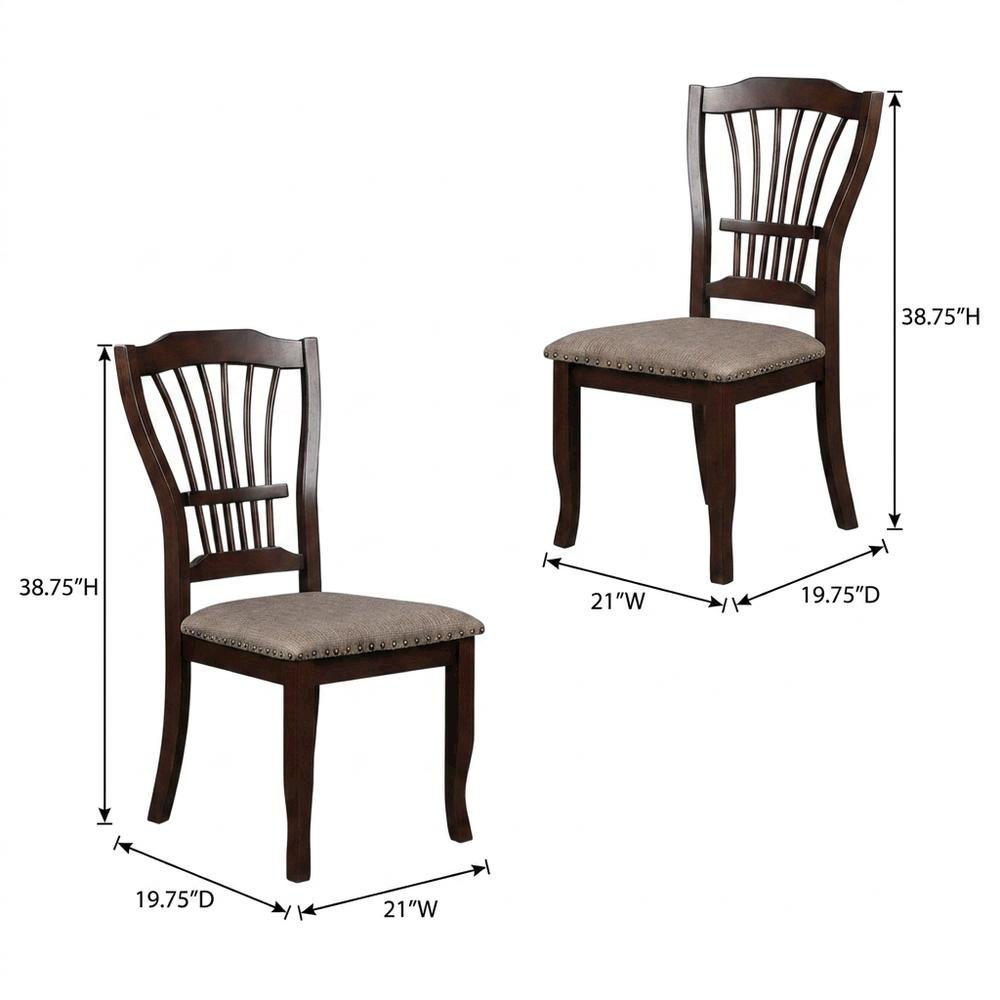 Solid Wood Dining Chairs for Kitchen and Dining Room, Espresso, Set of 2. Picture 5