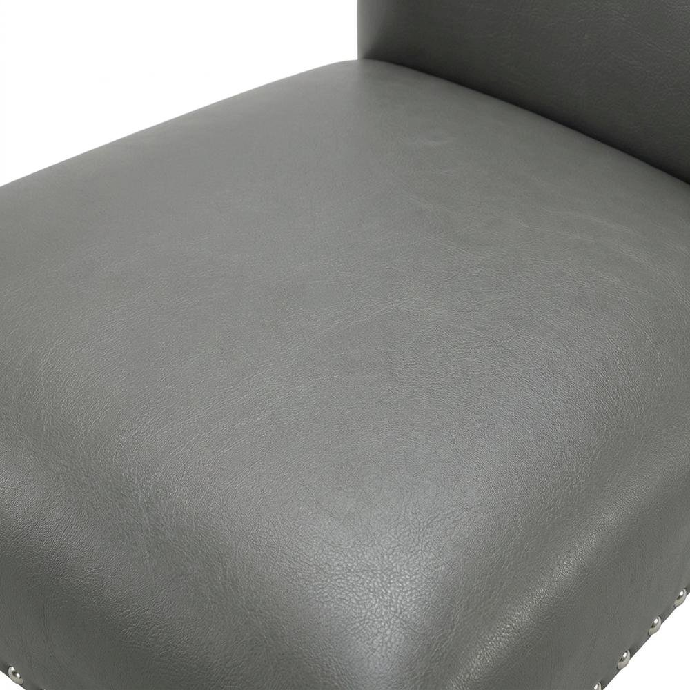 Solid Wood and Vinyl Upholstered Dining Chairs for Dining Room, Grey, Set of 2. Picture 7