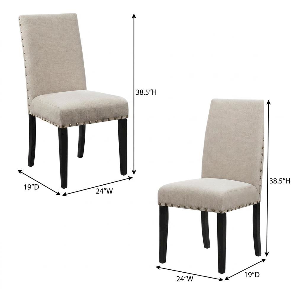 Solid Wood Dining Chairs for Kitchen Table and Dining Room, Beige, Set of 6. Picture 5