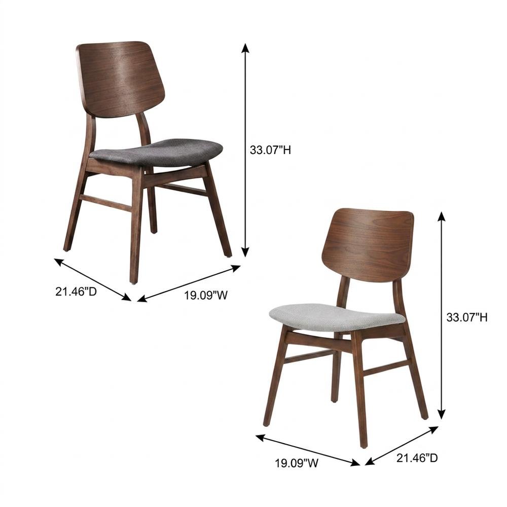 Solid Wood Upholstered Dining Chairs, Dark Gray, Set of 4. Picture 5