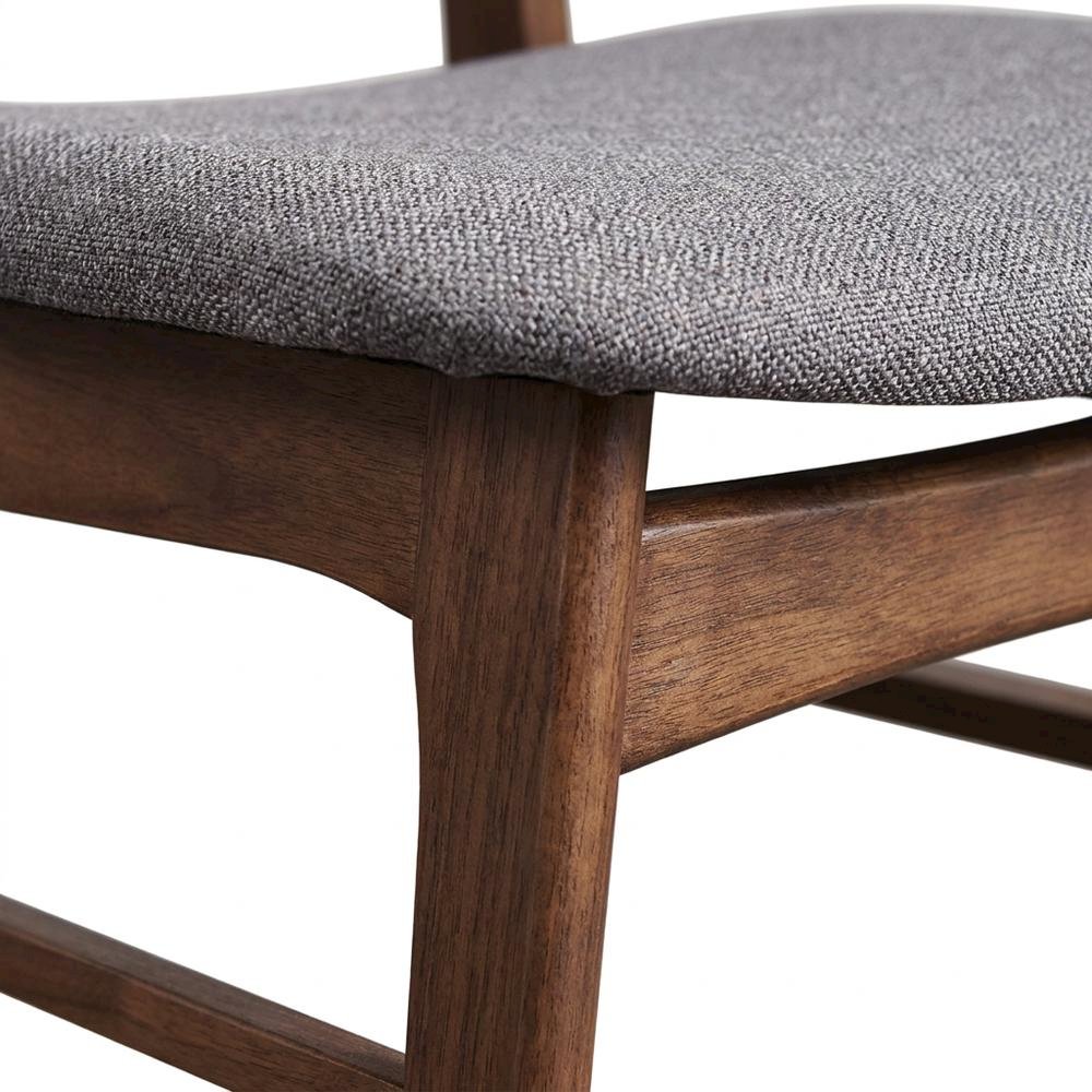 Solid Wood Upholstered Dining Chairs, Dark Gray, Set of 6. Picture 6
