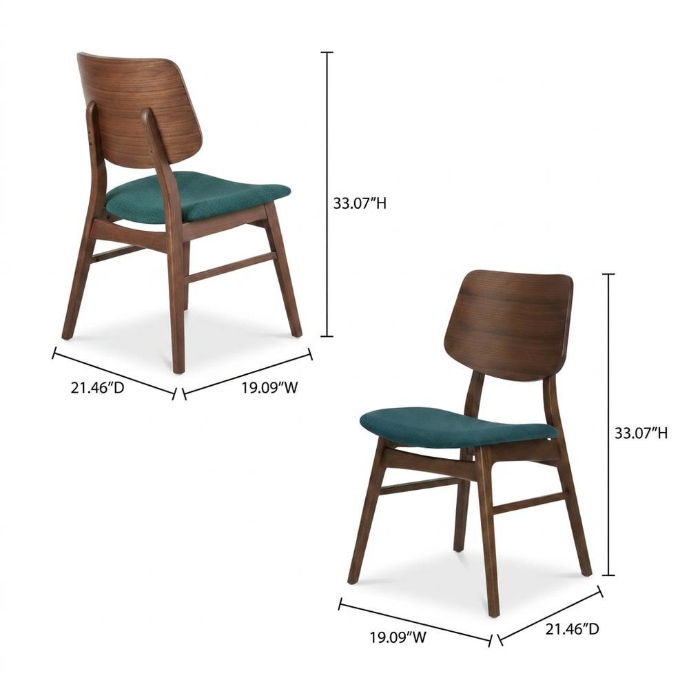 Solid Wood Upholstered Dining Chairs for Kitchen or Dining Room, Teal, Set of 6. Picture 5