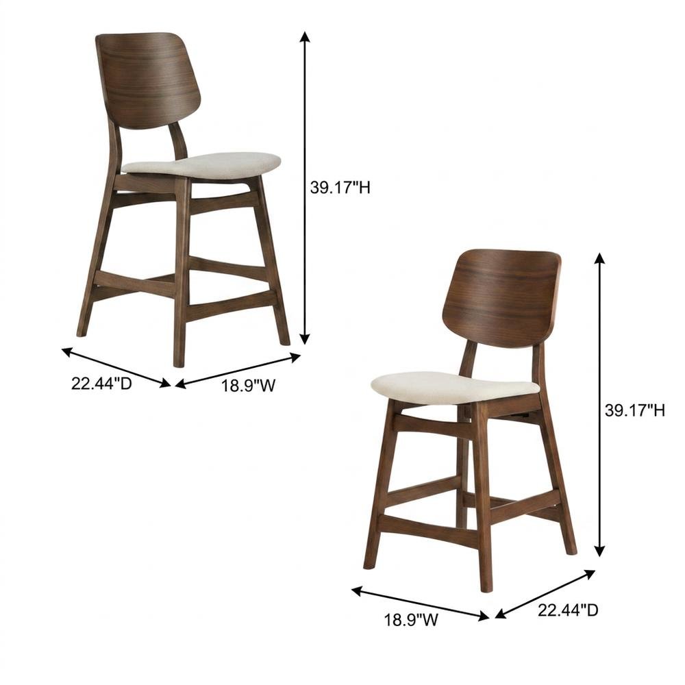 Solid Wood Upholstered Counter Height Bar Stools with Backs, Set of 6. Picture 5
