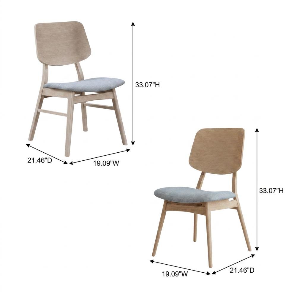 Solid Wood Upholstered Dining Chairs for Kitchen and Dining Room, Gray, Set of 4. Picture 5