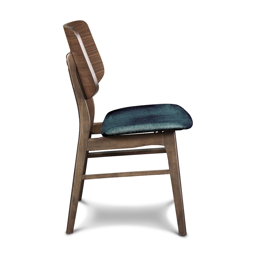 Oscar Wood Dining Chair in Walnut/Teal (Set of 4). Picture 3