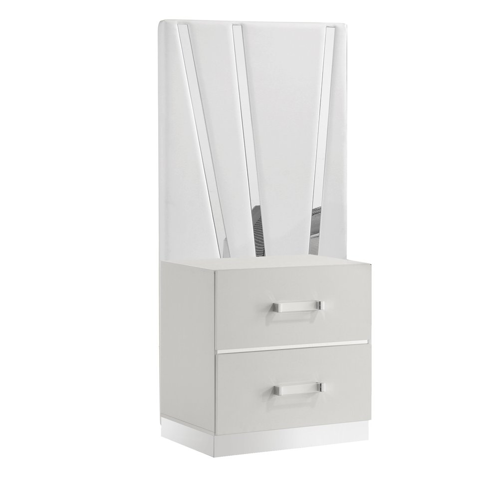 Europa 7-Piece Wood King Bedroom Set (B/Dr/Mr/2Ns with Panels), White. Picture 4