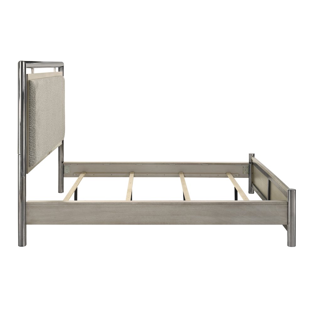New Classic Furniture Lennox 4Pc Wood King Bedroom Set w Nightstand in Gray. Picture 6