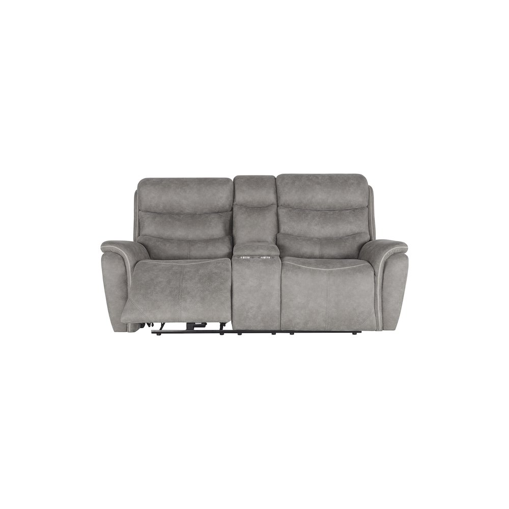 Kamari Fabric Power Console Loveseat, Gray. Picture 5