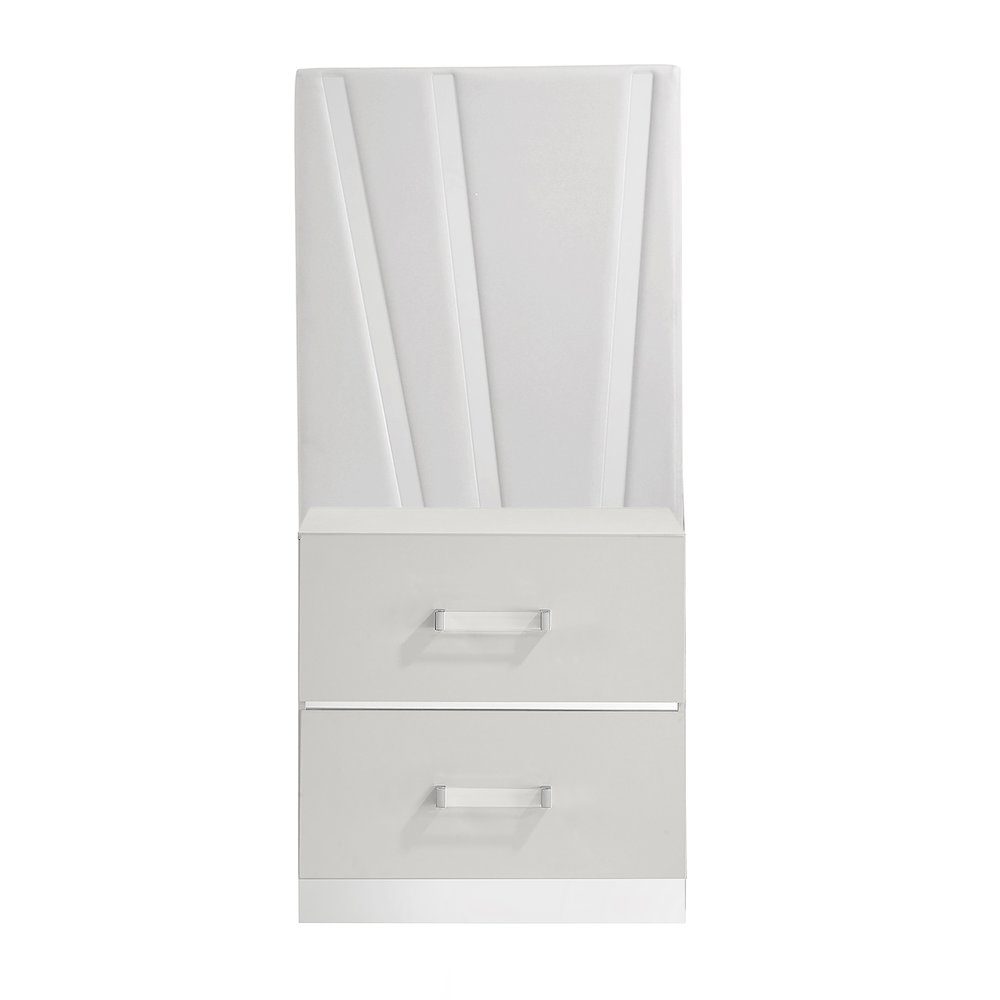 Europa 7-Piece Wood King Bedroom Set (B/Dr/Mr/2Ns with Panels), White. Picture 14