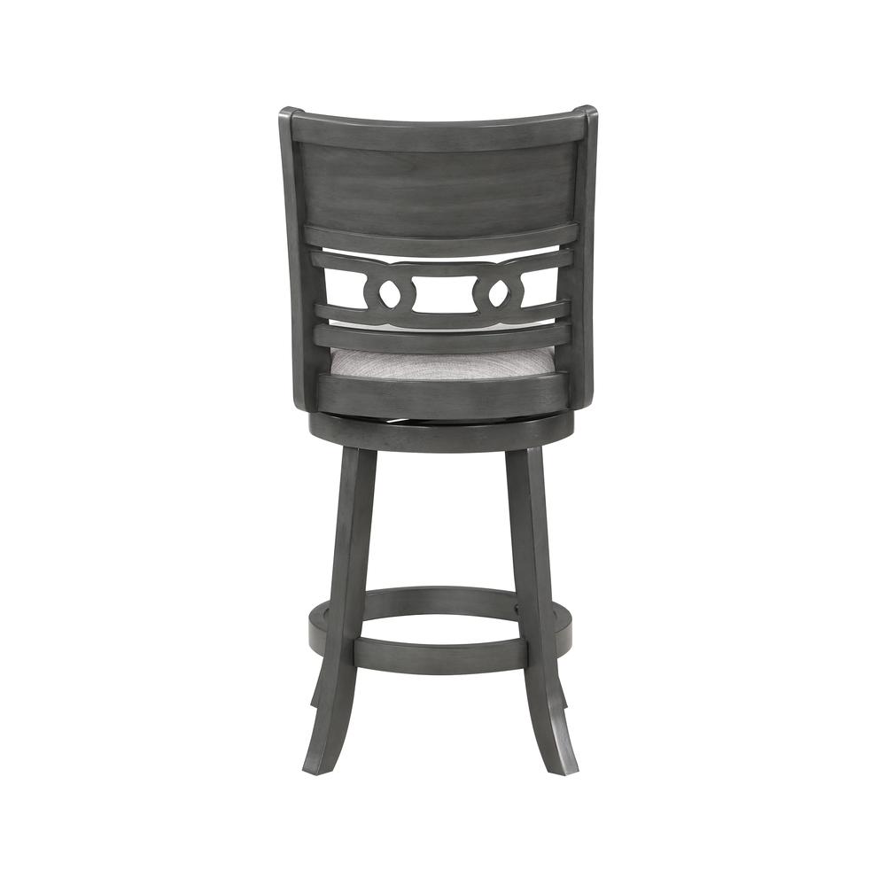 Gia 24" Solid Wood Swivel Counter Stool with Fabric Seat in Gray. Picture 5