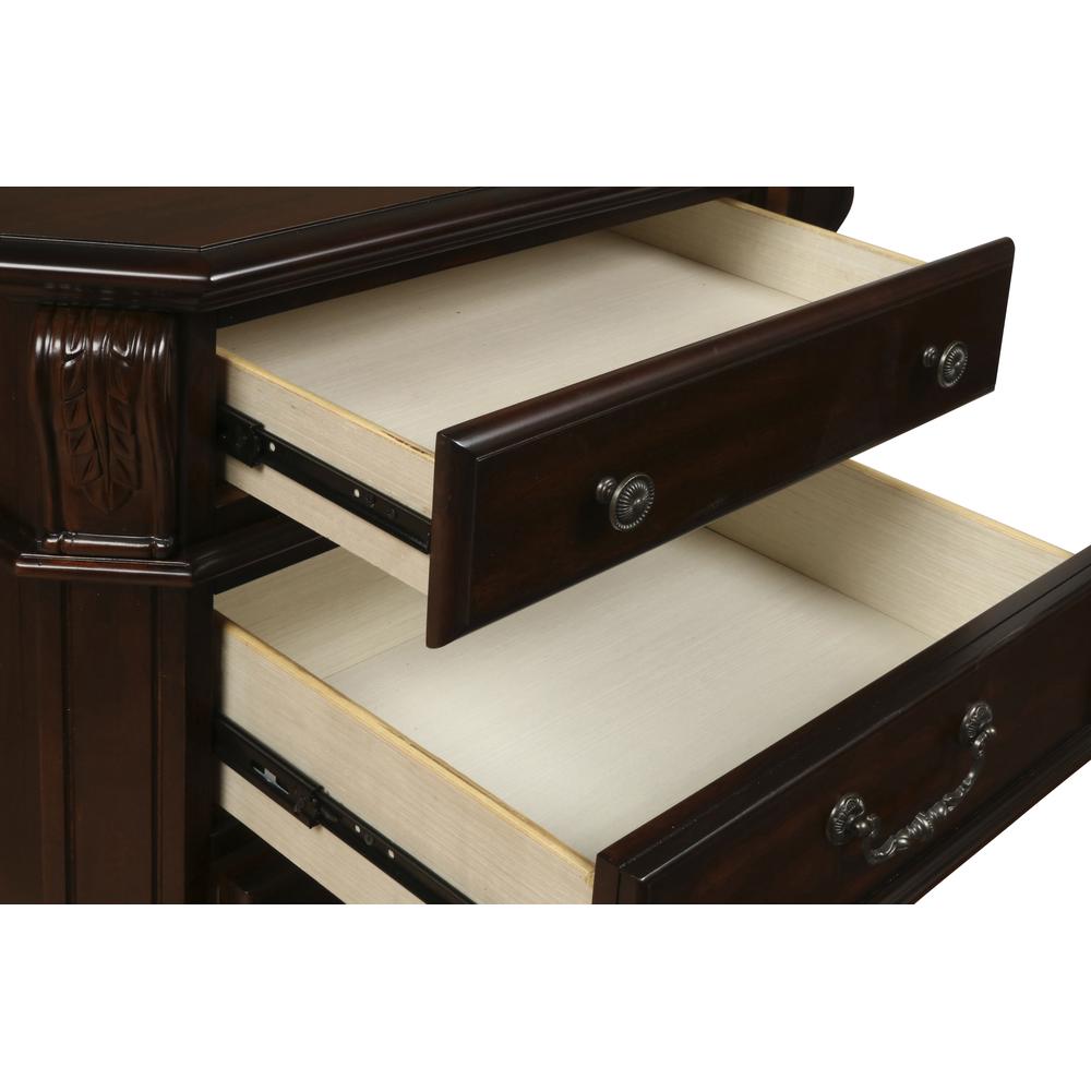 Furniture Emilie 3-Drawer Solid Wood Nightstand in Tudor Brown. Picture 5
