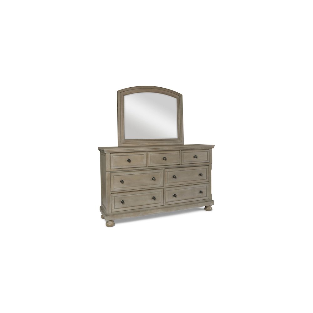 Allegra Wood 7-Drawer Dresser with Mirror, Pewter. Picture 1