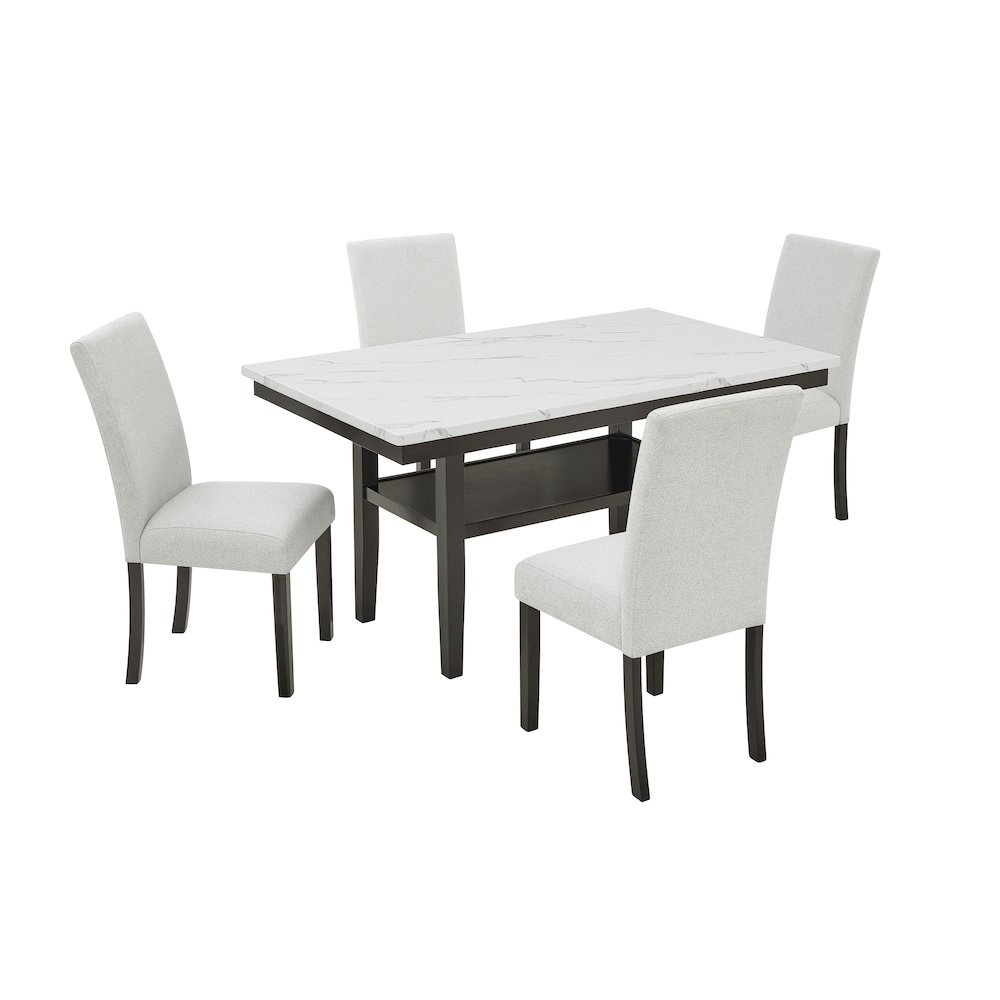 Carissa 5-Piece Wood Rectangle Dining Set in Stone. Picture 1